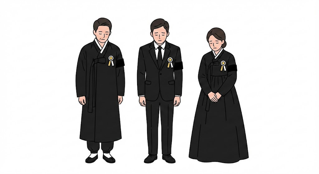 상주 복장 안내 - 한복, 정장 착용 예시